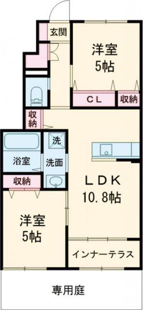 エターナルコート(2LDK/1階)の間取り写真