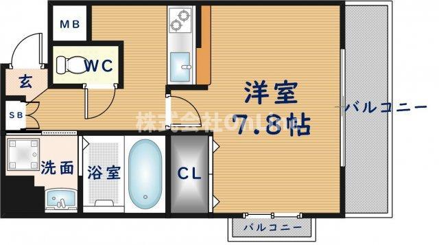 カーサエスパシオ(1K/8階)の間取り写真