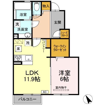 プランドール(1LDK/1階)の間取り写真