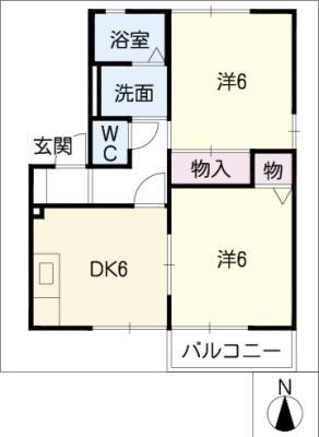 グリーンパレス C棟(2DK/1階)の間取り写真