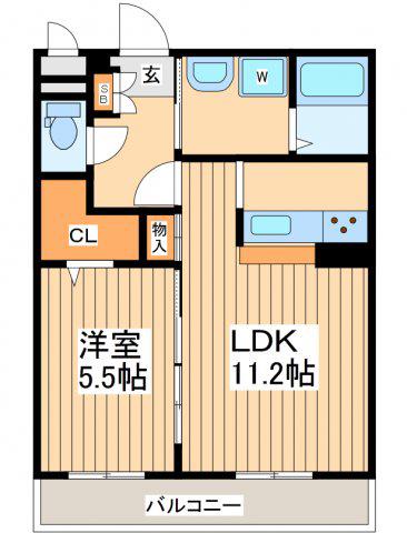 ジュリーム2(1LDK/2階)の間取り写真