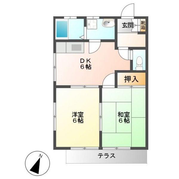 オレンジハウス井尻駅南A(2DK/1階)の間取り写真