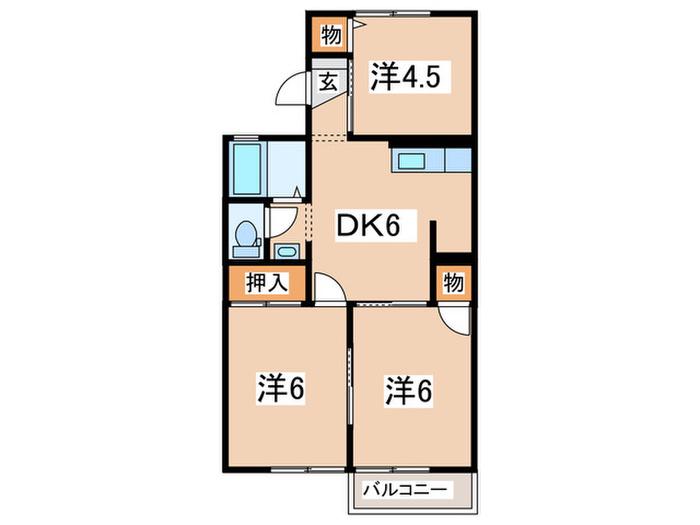 エステート山室(3DK/2階)の間取り写真