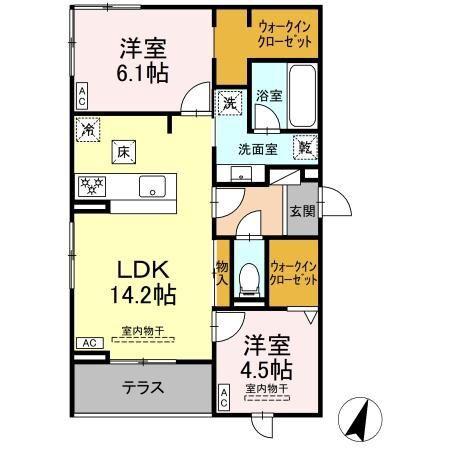 ル・グランさくら(2LDK/1階)の間取り写真