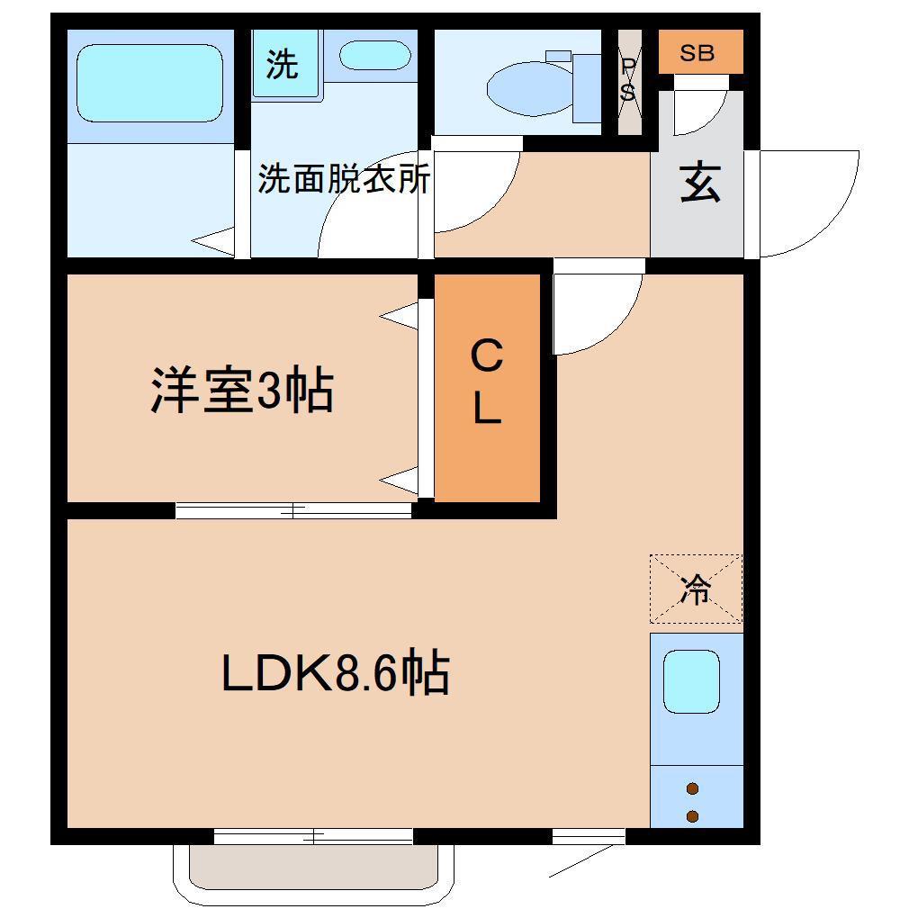 G-SQUARE出花(1LDK/1階)の間取り写真
