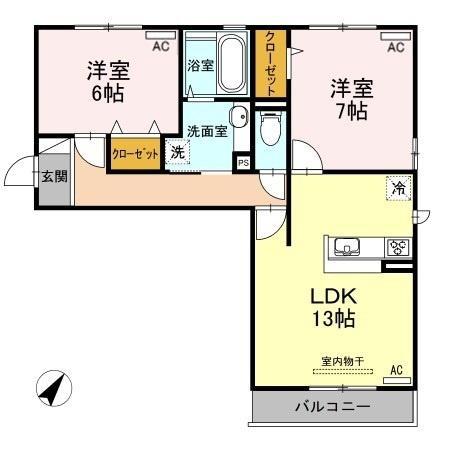 GRACIAS(2LDK/2階)の間取り写真