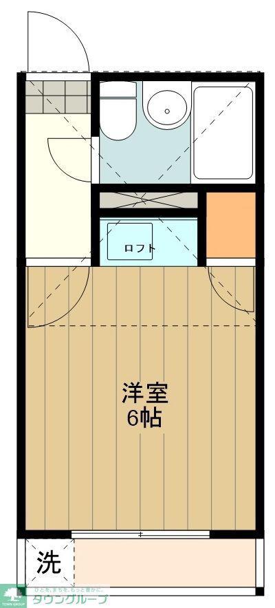 グリーンテラス(ワンルーム/2階)の間取り写真