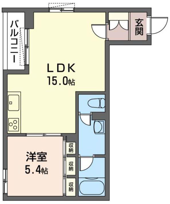 エクラージュ古宮(1LDK/2階)の間取り写真