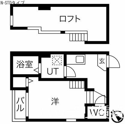 グリーンハイツ伝馬(1K/2階)の間取り写真
