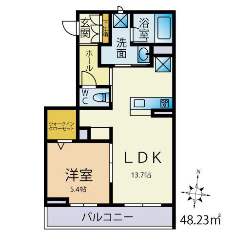 クレインズ上中居(1LDK/3階)の間取り写真