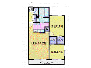 ヴォヤージュ新札幌(2LDK/2階)の間取り写真