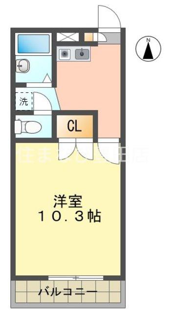 プレジール SUN(1K/2階)の間取り写真