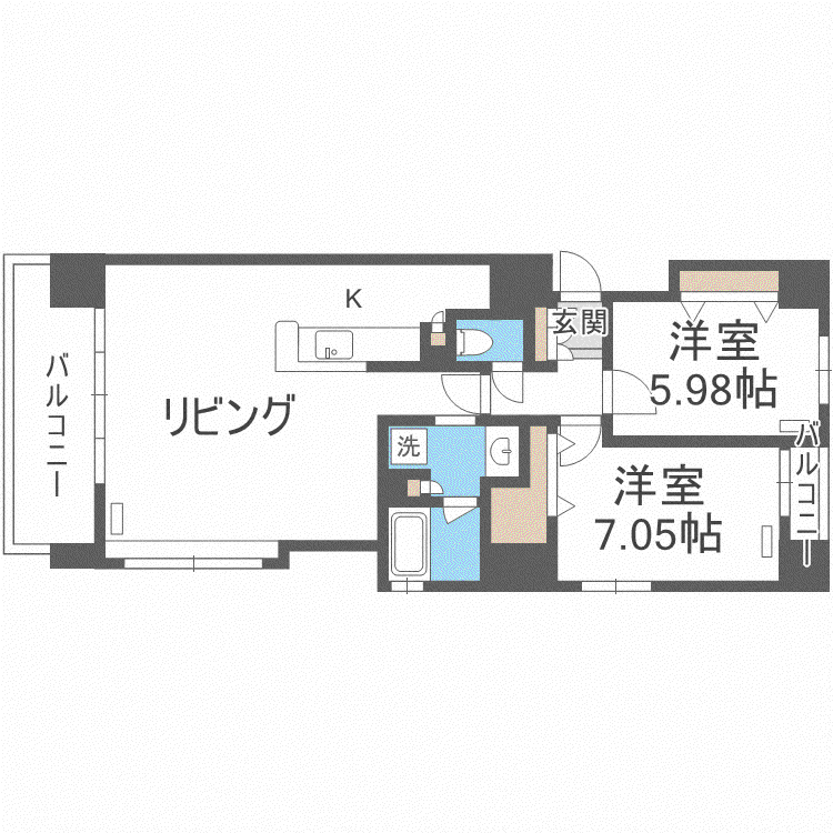 F141(2LDK/9階)の間取り写真