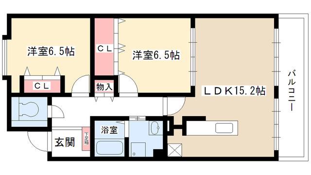 サンパークタウン猪子石(2LDK/3階)の間取り写真