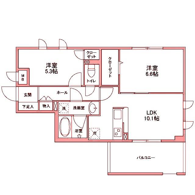 フェリチターレ(2LDK/4階)の間取り写真