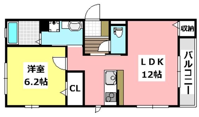 ハレアヌエヌエ(1LDK/2階)の間取り写真