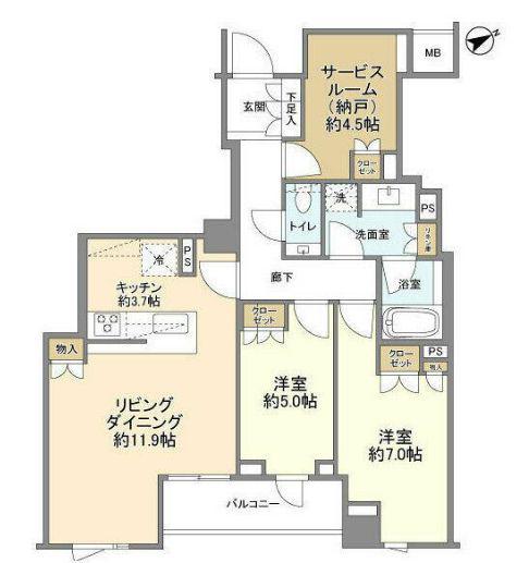 ザ・パークハウス上原(2SLDK/3階)の間取り写真