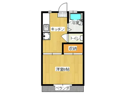 コーポリバース(1K/2階)の間取り写真