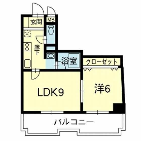 ライズオークス通(1LDK/7階)の間取り写真