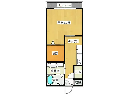 チアフルビューティ黒髪III(1K/2階)の間取り写真