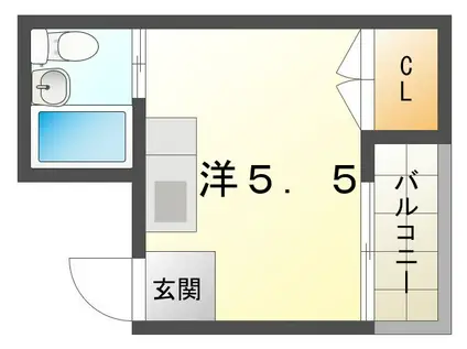 古川橋ハイツ(ワンルーム/3階)の間取り写真