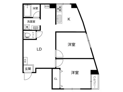 二宮パールマンション(2LDK/4階)の間取り写真