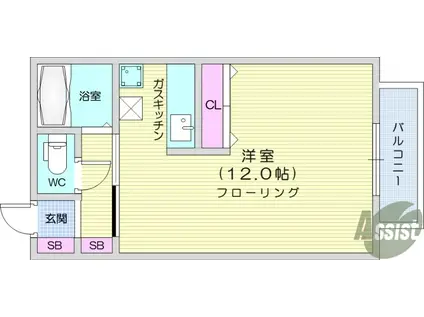 ファーストエイト桜ヶ丘(ワンルーム/1階)の間取り写真