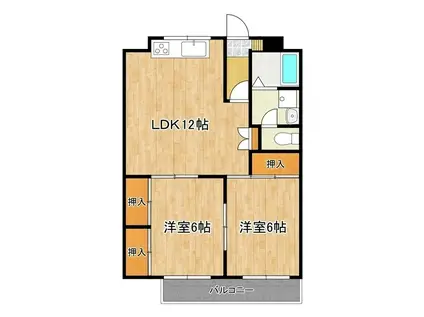 菊水マンション(2LDK/6階)の間取り写真