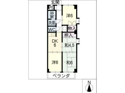 グランドシャトー第2藤栄(4DK/4階)の間取り写真