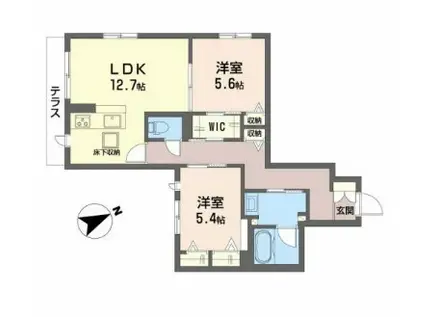 シャーメゾンMONS(2LDK/2階)の間取り写真