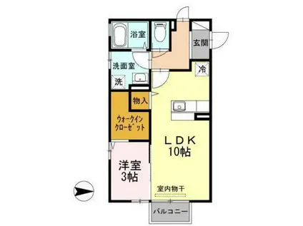 モアナ京田(1LDK/2階)の間取り写真