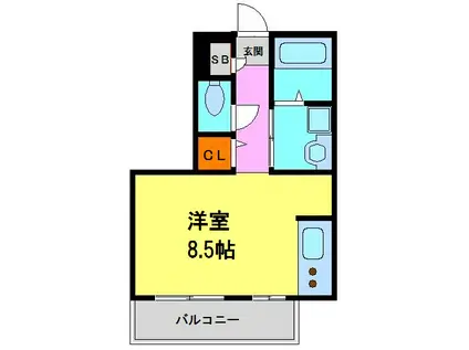 ＪＲ福知山線 川西池田駅 徒歩3分 3階建 築18年(1K/1階)の間取り写真