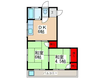 石田コーポレイト(2DK/3階)の間取り写真