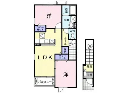 サニースクエアIII(2LDK/2階)の間取り写真