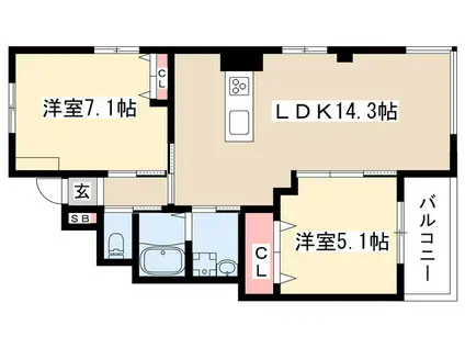 KOKORO(2LDK/2階)の間取り写真