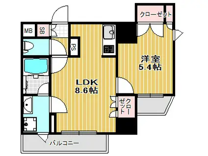 パークハビオ戸越(1LDK/14階)の間取り写真