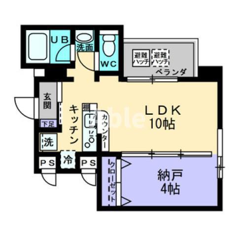 コリドール中央(1LDK/9階)の間取り写真