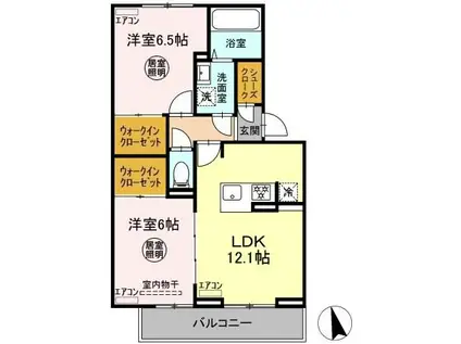 D-ROOM幕張本郷7丁目 A棟(2LDK/1階)の間取り写真