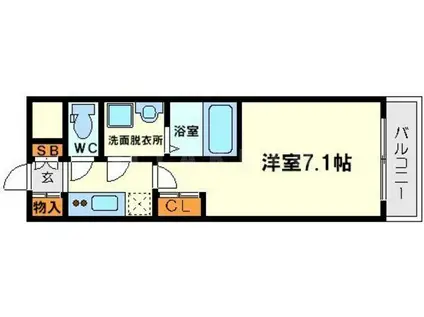 アーバンフラッツ新大阪I(1K/7階)の間取り写真