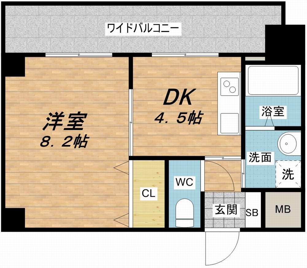 アーバンステージ安堂寺I(1DK/8階)の間取り写真