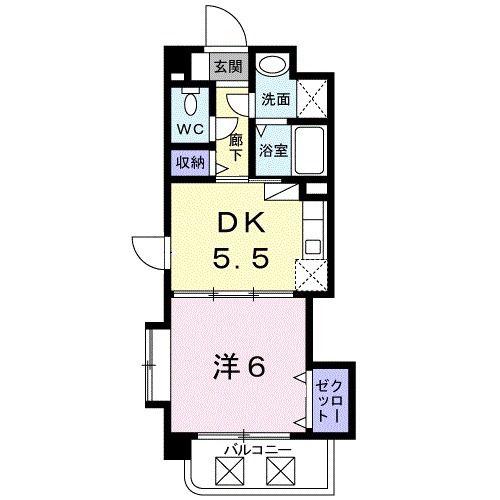 プレジール・S(1DK/4階)の間取り写真