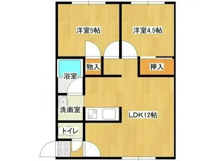 ハイツまつひろ(2DK/1階)の間取り写真