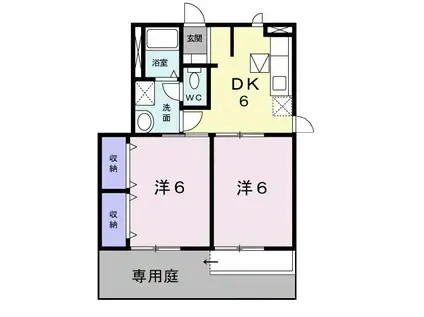 グランヴィア片島(2DK/1階)の間取り写真