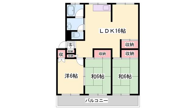 ローレルハイツ加古川5号棟(3LDK/5階)の間取り写真