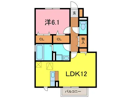 イデアル・ボヌール(1LDK/1階)の間取り写真