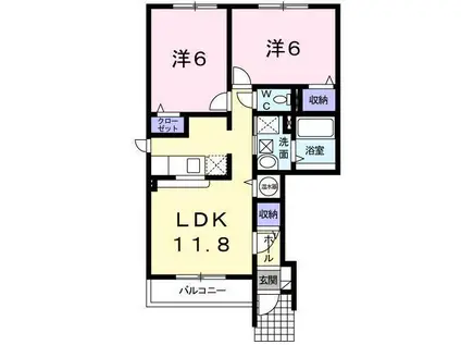 ゼファーS・K(2LDK/1階)の間取り写真