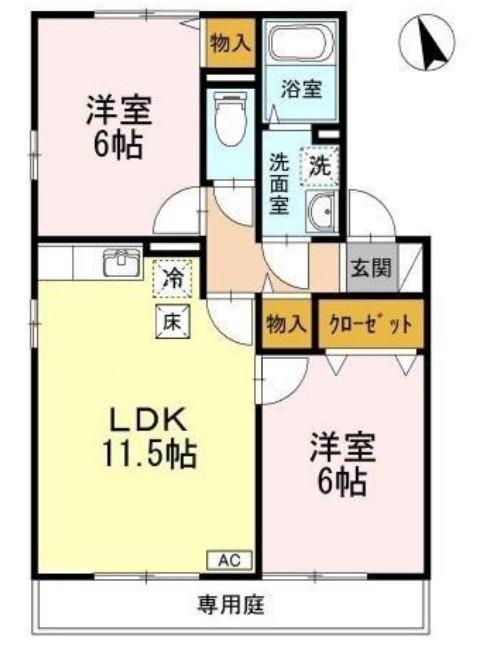 コーポKSM(2LDK/1階)の間取り写真