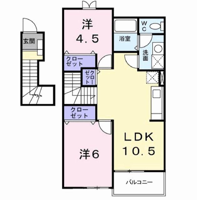 ウリイシパレス(2LDK/2階)の間取り写真