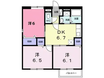 ベアーフィールドII(3DK/1階)の間取り写真