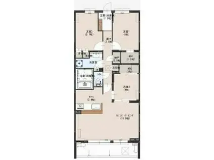 オデスビエント医大前(3LDK/2階)の間取り写真